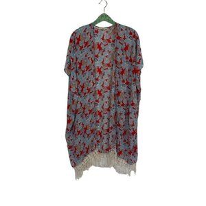 Forever 21 Kimono Small Floral Sheer Boho Festival Y2K Summer Layer